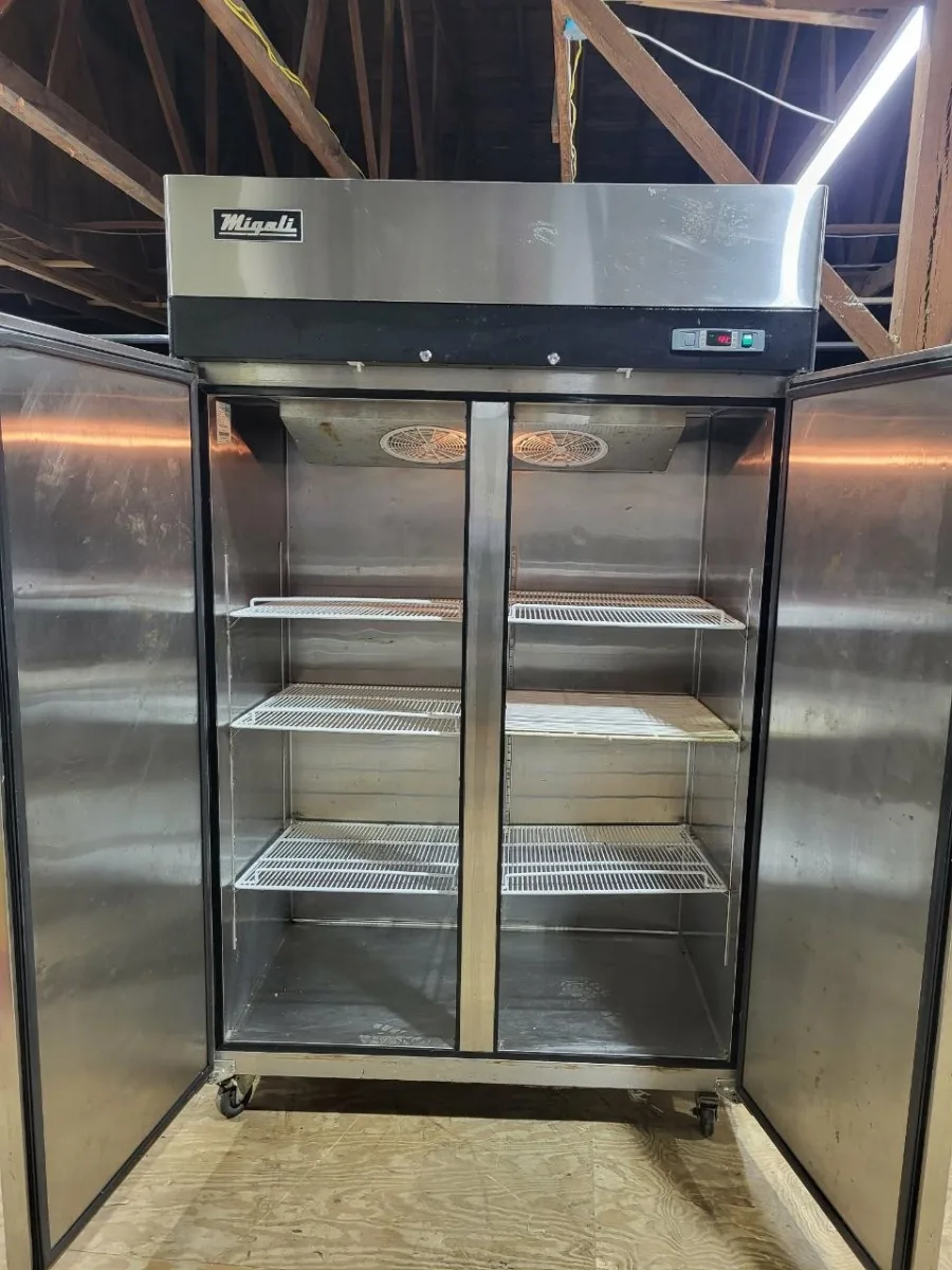 Migali two-door stainless reach-in refrigerator